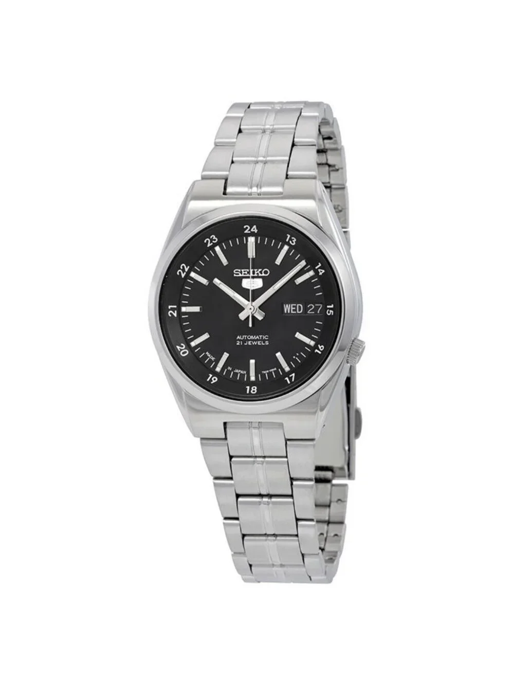 NWT Seiko Series 5 Automatic Date-Day Black Dial Men's Watch